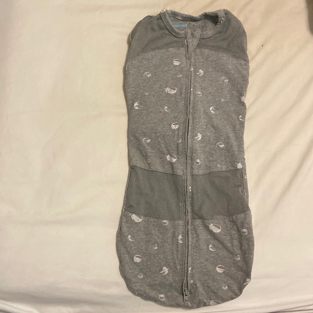 Happiest Baby snoo Sleepea SMALL Cotton Swaddle Graphite Planets X 2